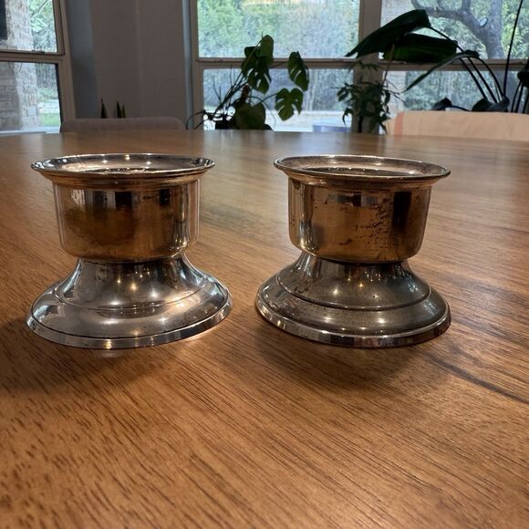 Taper/Tealight International Silver Co Silver Plate Candlestick Holders Set Vtg - Picture 8 of 12